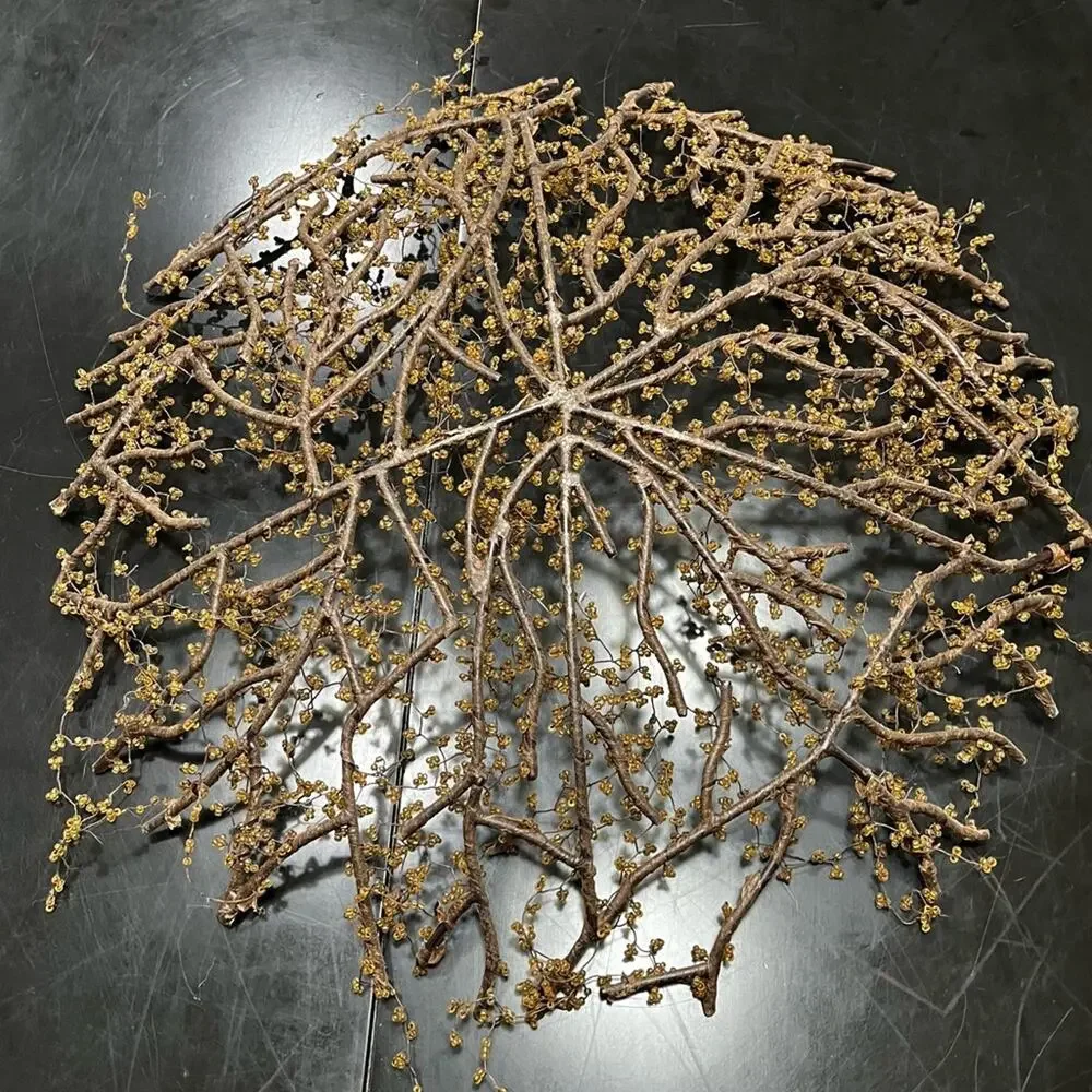 NEW Pottery Barn Amber Bead Wrapped Metal Branch Wreath Centerpiece Bowl 20” HTF